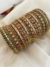 Green Maroon Silk Thread Kundan Bridal Bangle-G4789
